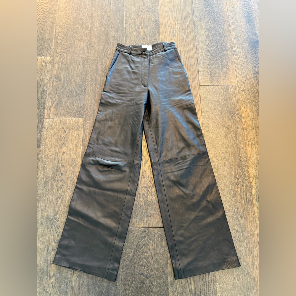 Loulou studio black leather trousers pants XS